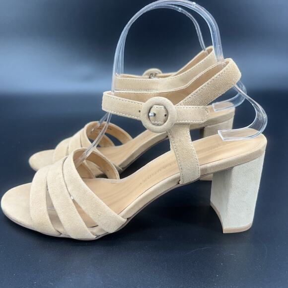 Chinese Laundry Womens 8.5 Nude Ankle Strap Open Toe Block Heeled Sandals READ - Picture 2 of 8